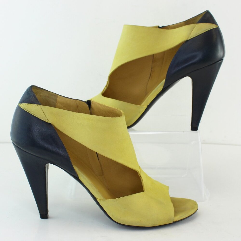 Balenciaga Yellow and Black Cutout Stiletto Sandals